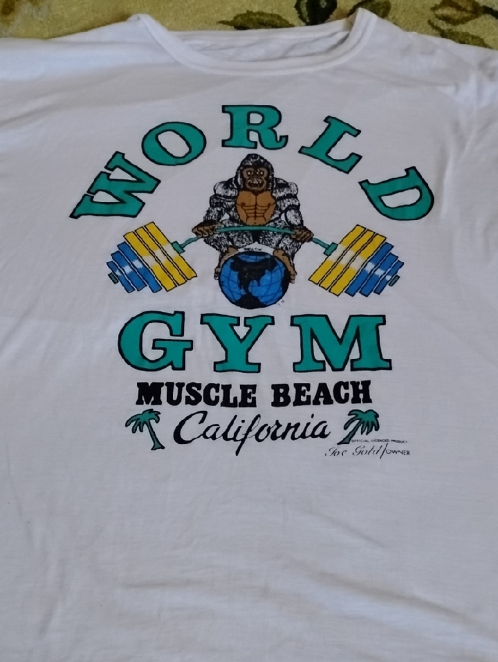 Men's White Vintage 3XL World's Gym Muscle Beach California Single Stitch Shirt
